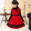 winter kids christmas party clothes nylon red party dress european pinafore girls new year pinafore dress wholesale price